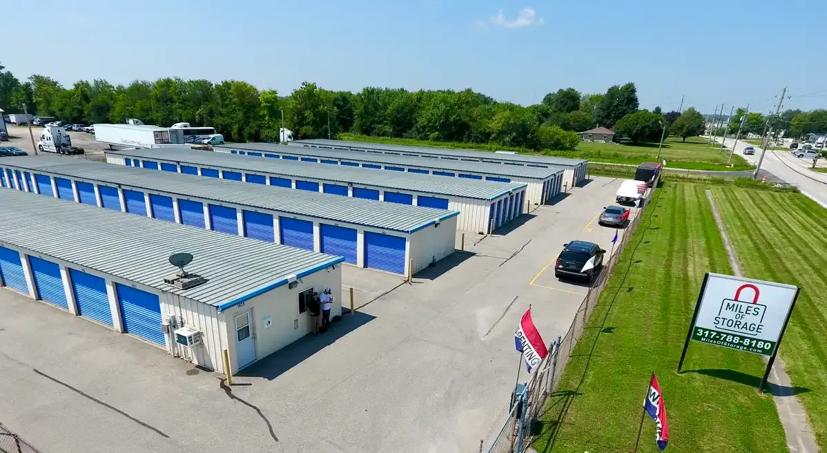 Aerial view of storage units