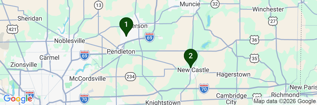 Map showing facility locations
