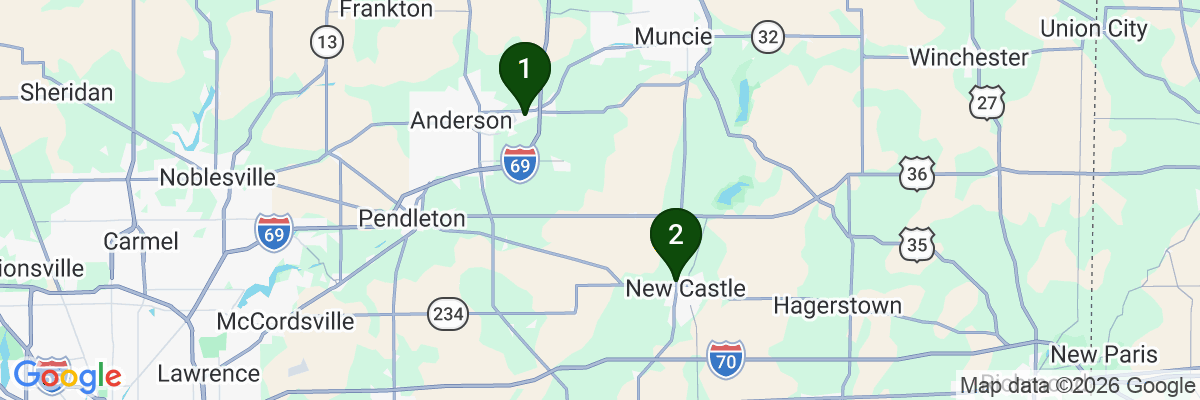 Map showing facility locations